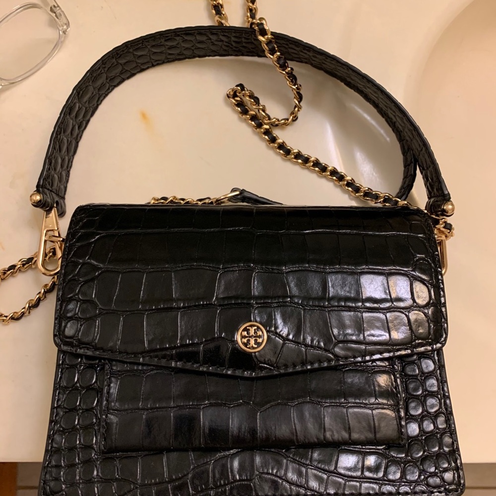 Tory Burch Robinson Croc Embossed LeatherCrossbody